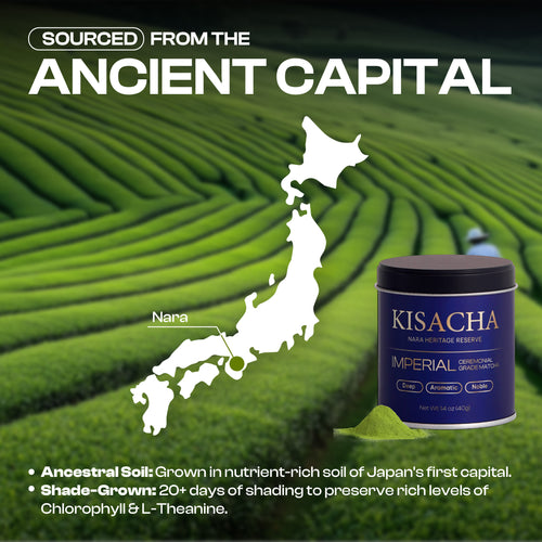 KISACHA Imperial Grade Matcha - Authentic Japanese First Harvest Ceremonial Grade Matcha Green Tea Powder from Nara, Japan (40g / 1.41oz)