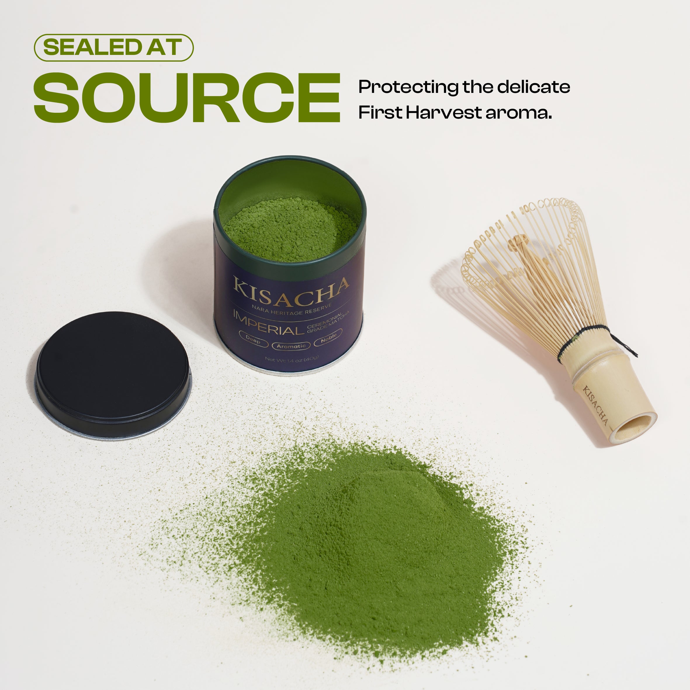 KISACHA Imperial Grade Matcha - Authentic Japanese First Harvest Ceremonial Grade Matcha Green Tea Powder from Nara, Japan (40g / 1.41oz)